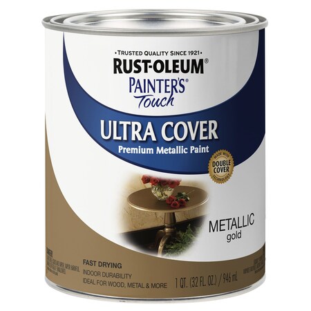 Rust-Oleum Interior/Exterior Paint, Metallic, Gold, Quart 254079